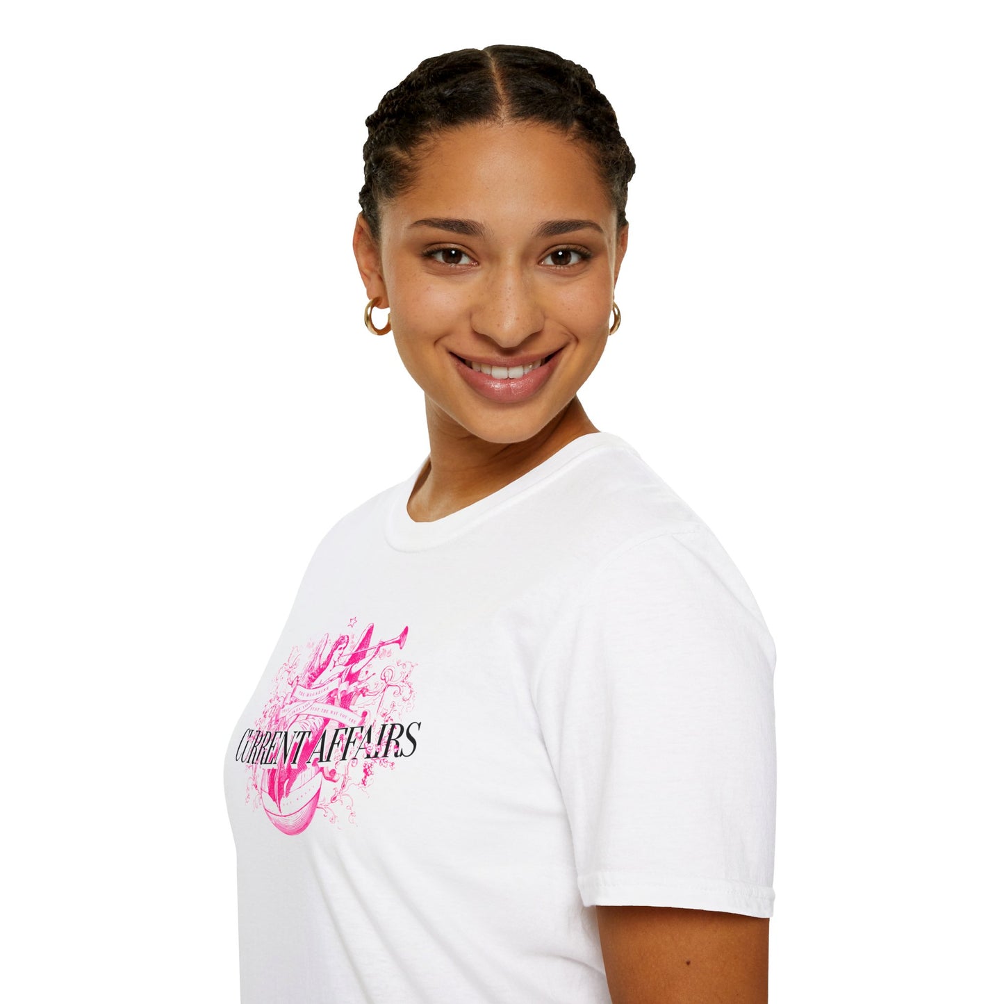 Current Affairs T-Shirt (pink logo)