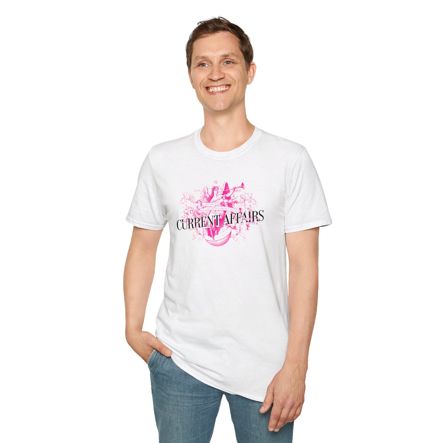 Current Affairs T-Shirt (pink logo)